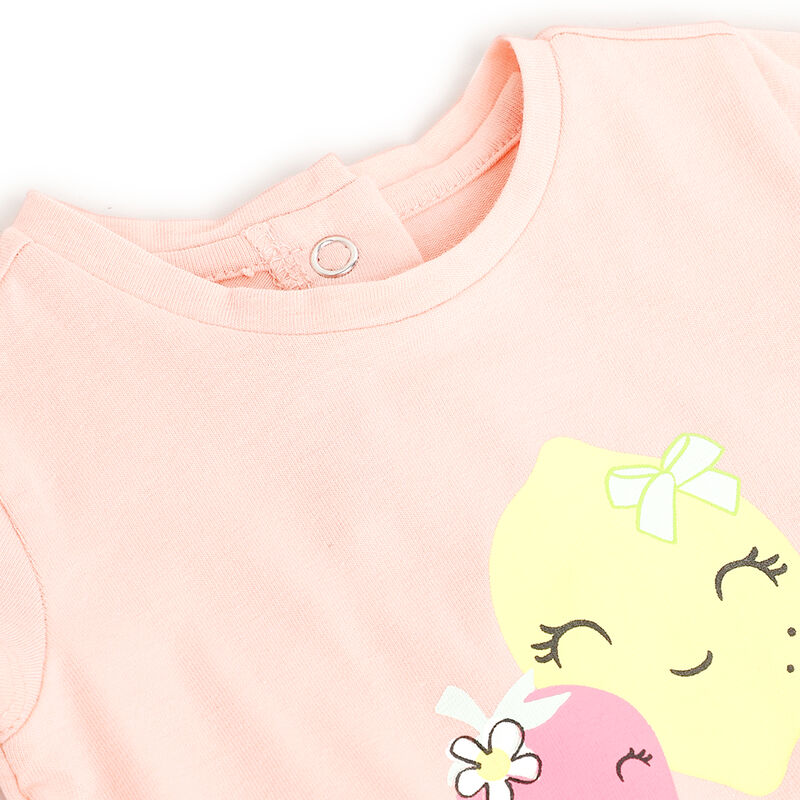 Girls Medium Pink Printed Short Sleeve T-Shirt image number null